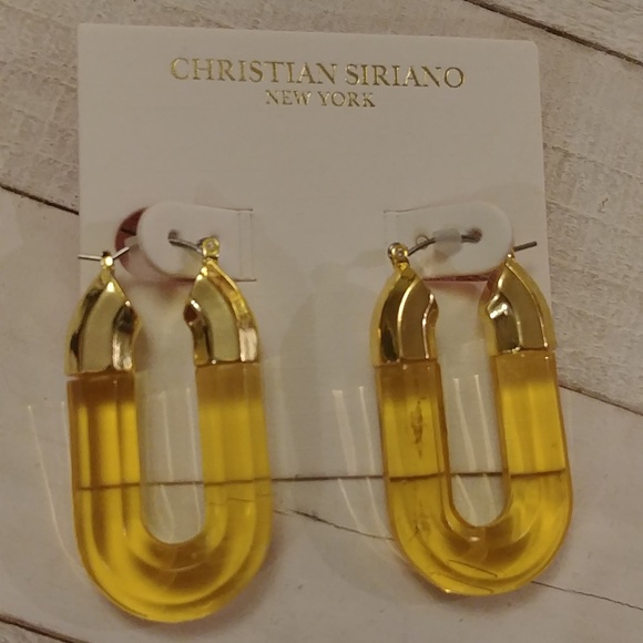 Christian Siriano Yellow Hoop Earrings - Picture 1 of 4